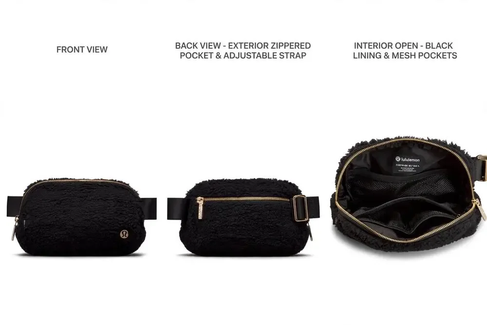 Lululemon Everywhere Belt Bag 1L Black Sherpa Fleece Crossbody NWT